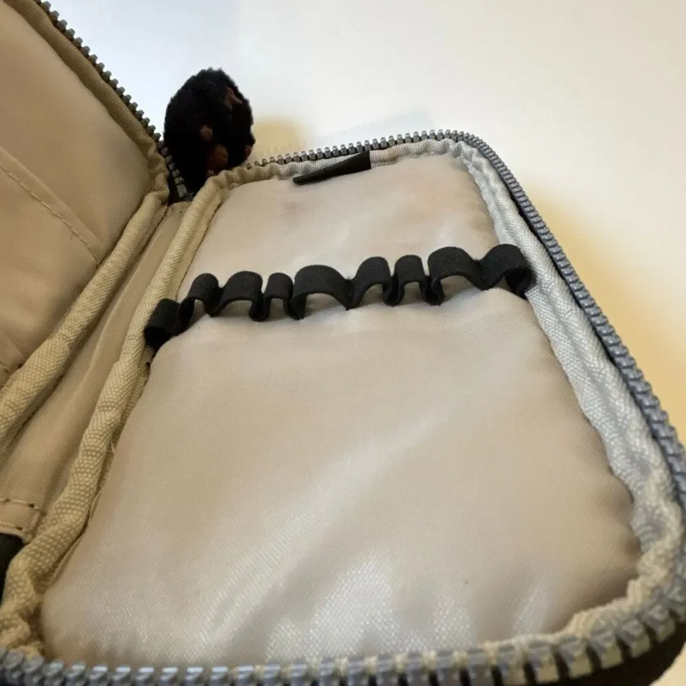 NEW Kipling Make Up/Cosmetic brush holder case +monkey pencil black nylon travel - Picture 4 of 6